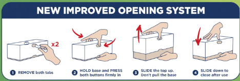 Step by step diagram on how to open plastic free boxes