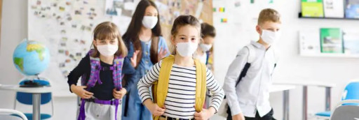 Children in school wearing masks