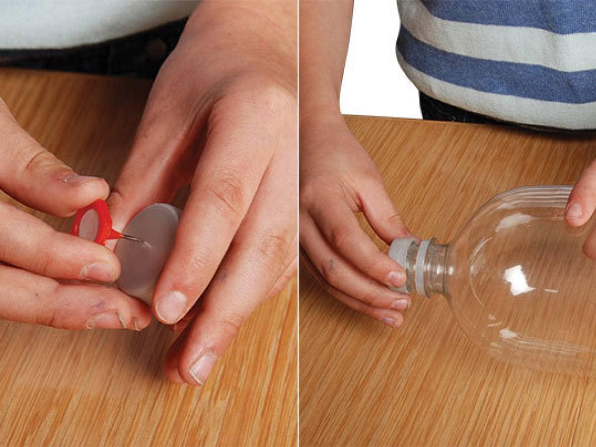 Making a hole in bottle lid