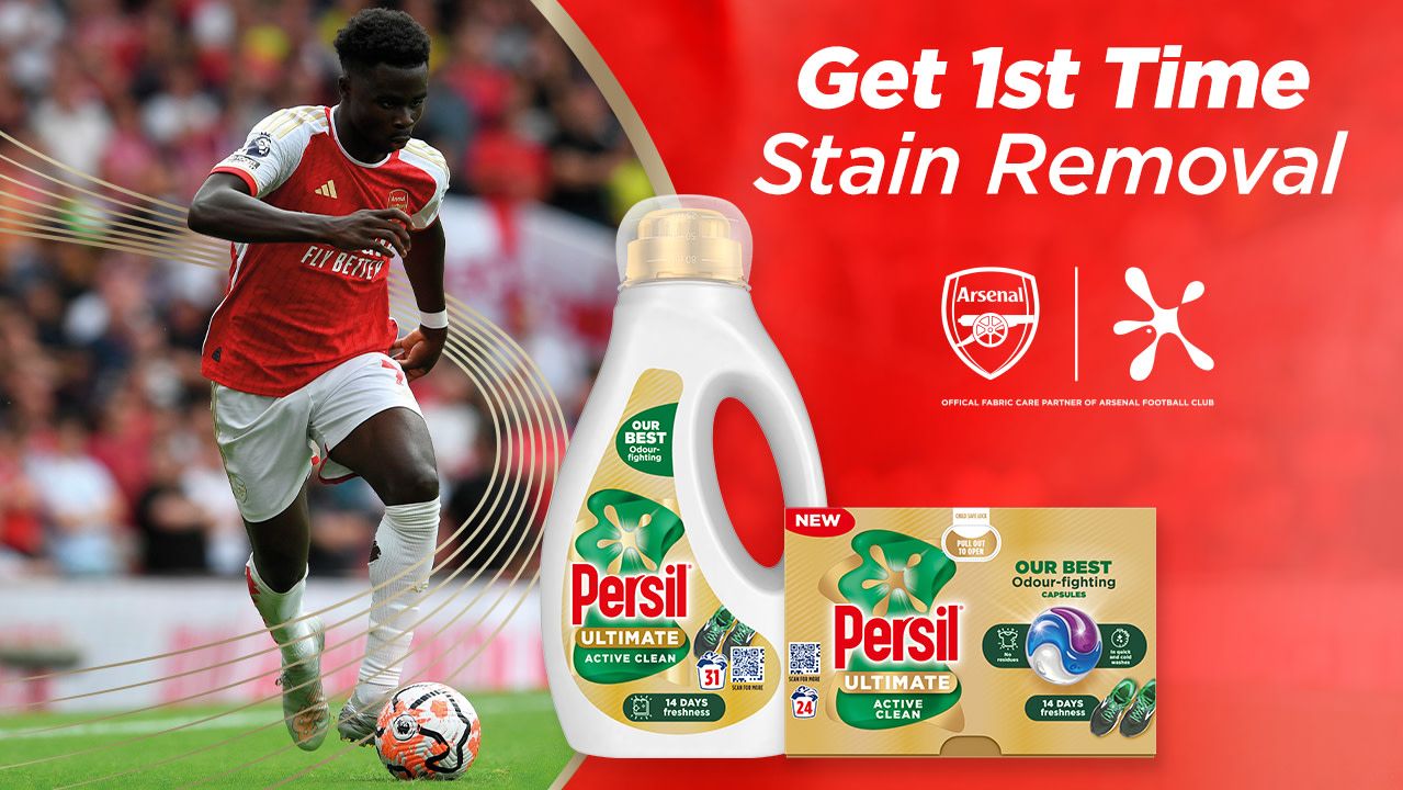 Get 1st time stain removal. Arsenal x Persil. 