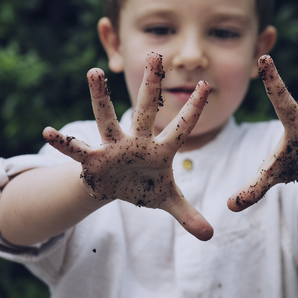 Picture of boy with dirty hands