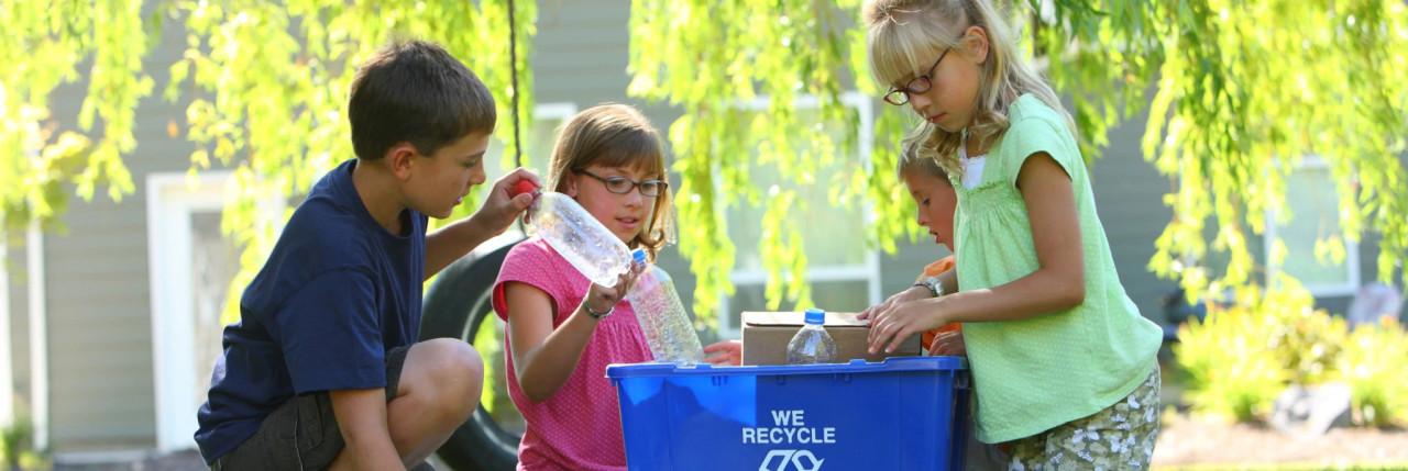 Children recycling