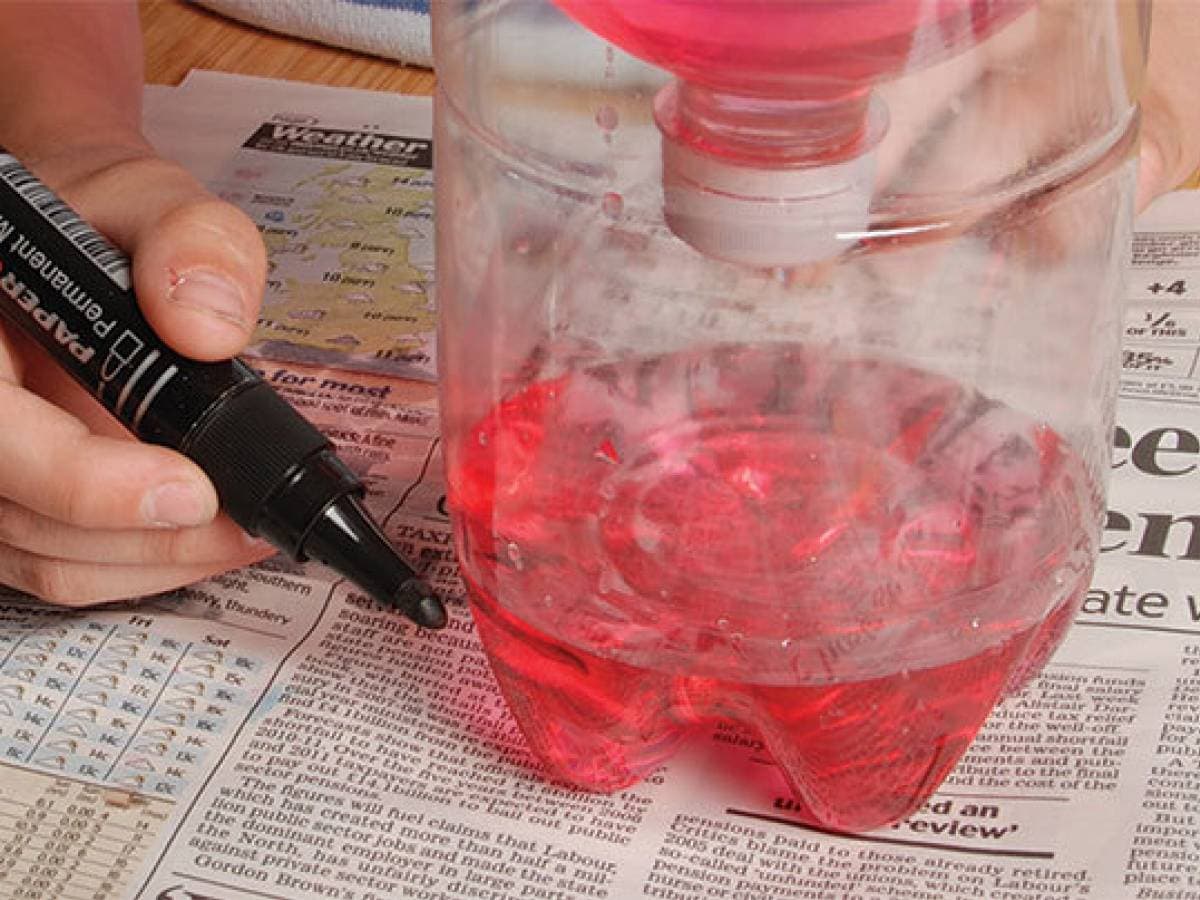 Bottle with coloured water