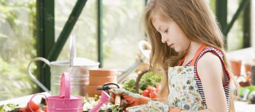 Little girl gardening