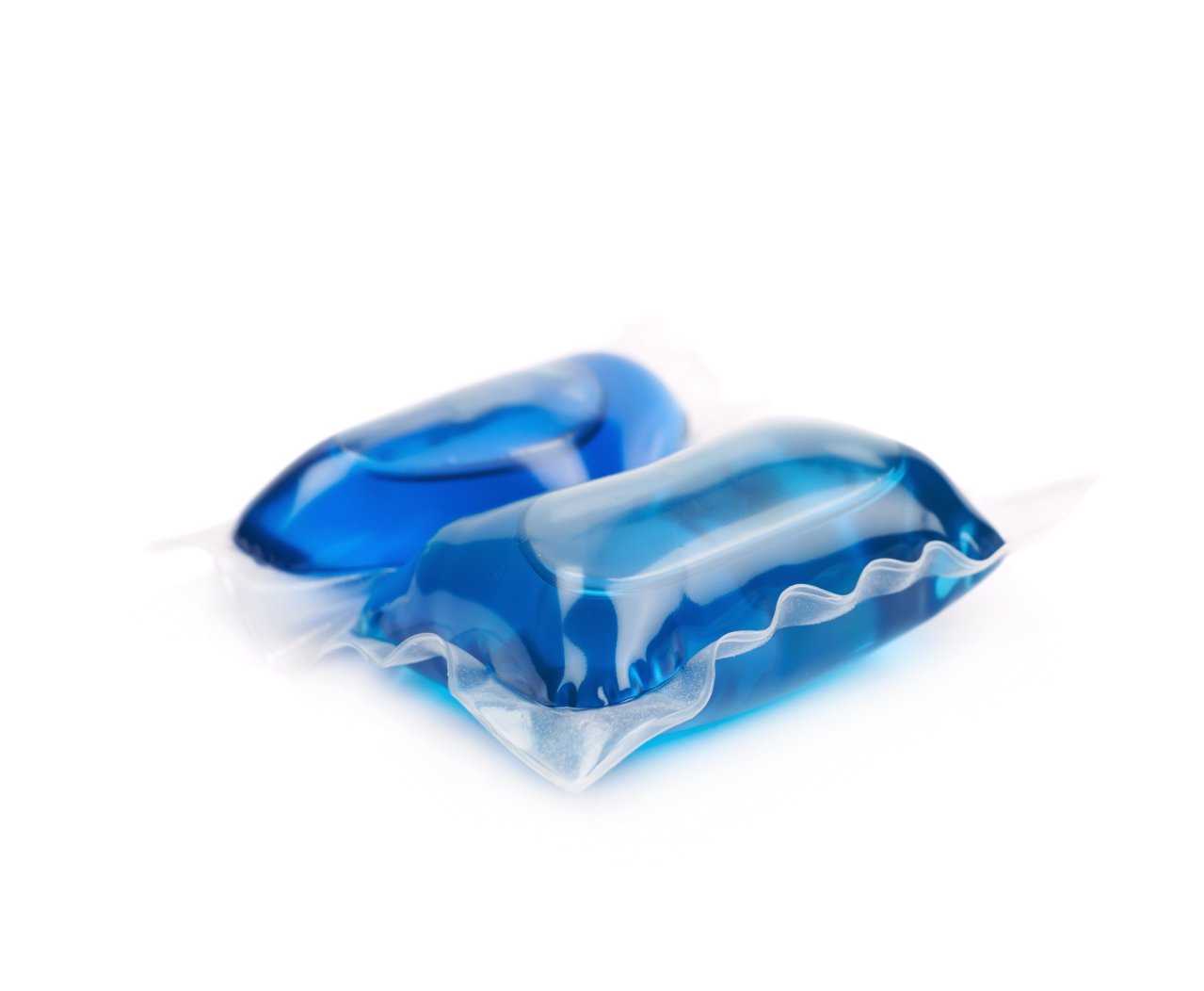 Blue liquitab laundry capsules.