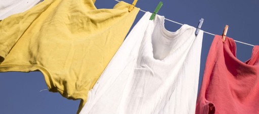 Clothes hanging on a washing line.