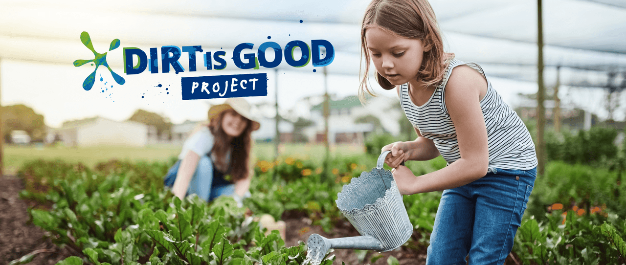 A girl watering plants