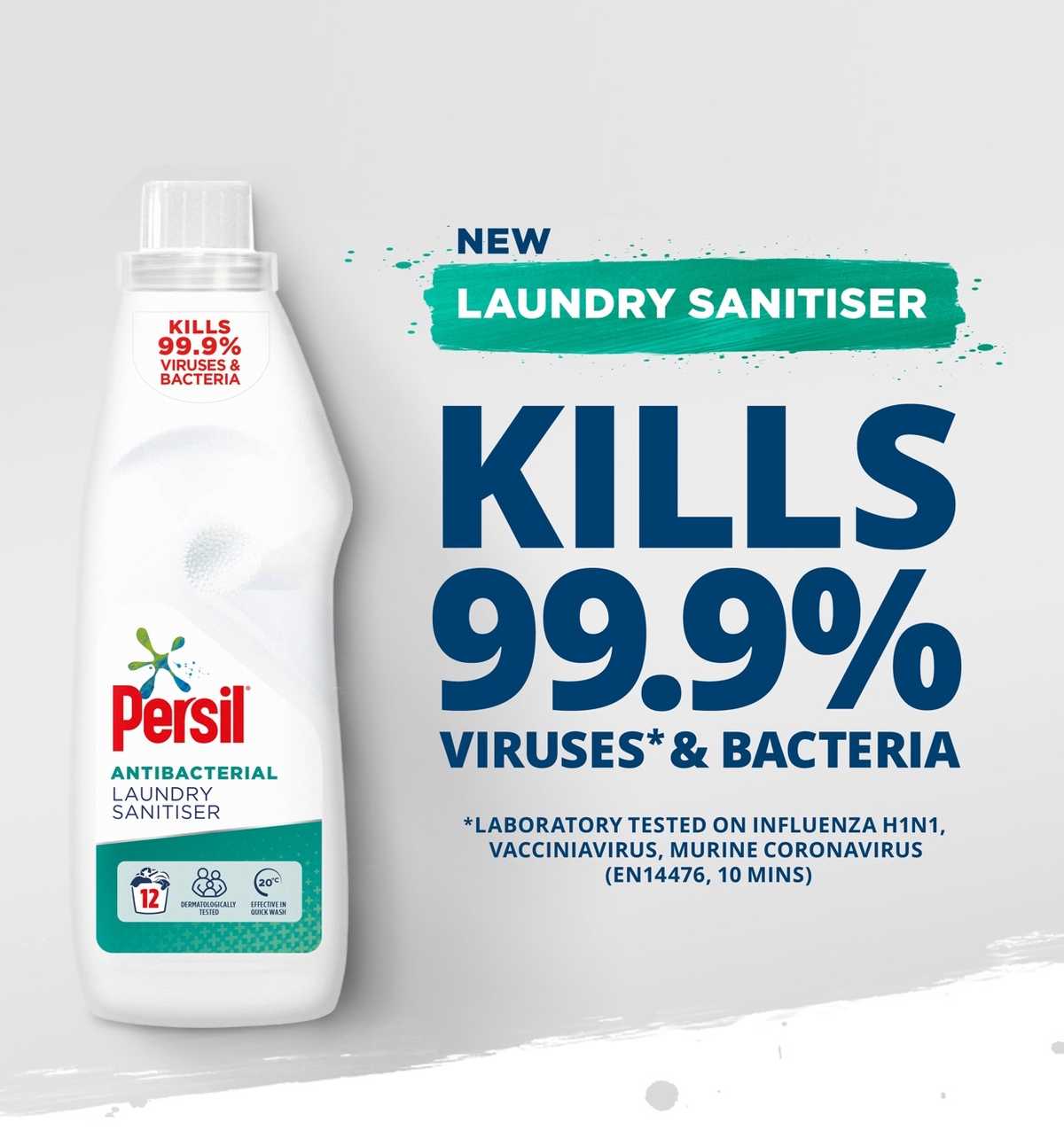 New Laundry Sanitiser. Kills 99.9% of viruses and bacteria